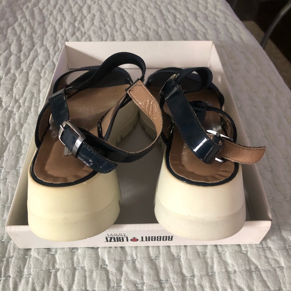 Low Heeled Navy Wedge Sandle